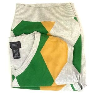 Vintage Y2K MERCER STREET STUDIOS Diamond Argyle Knit V-Neck Sweater Vest